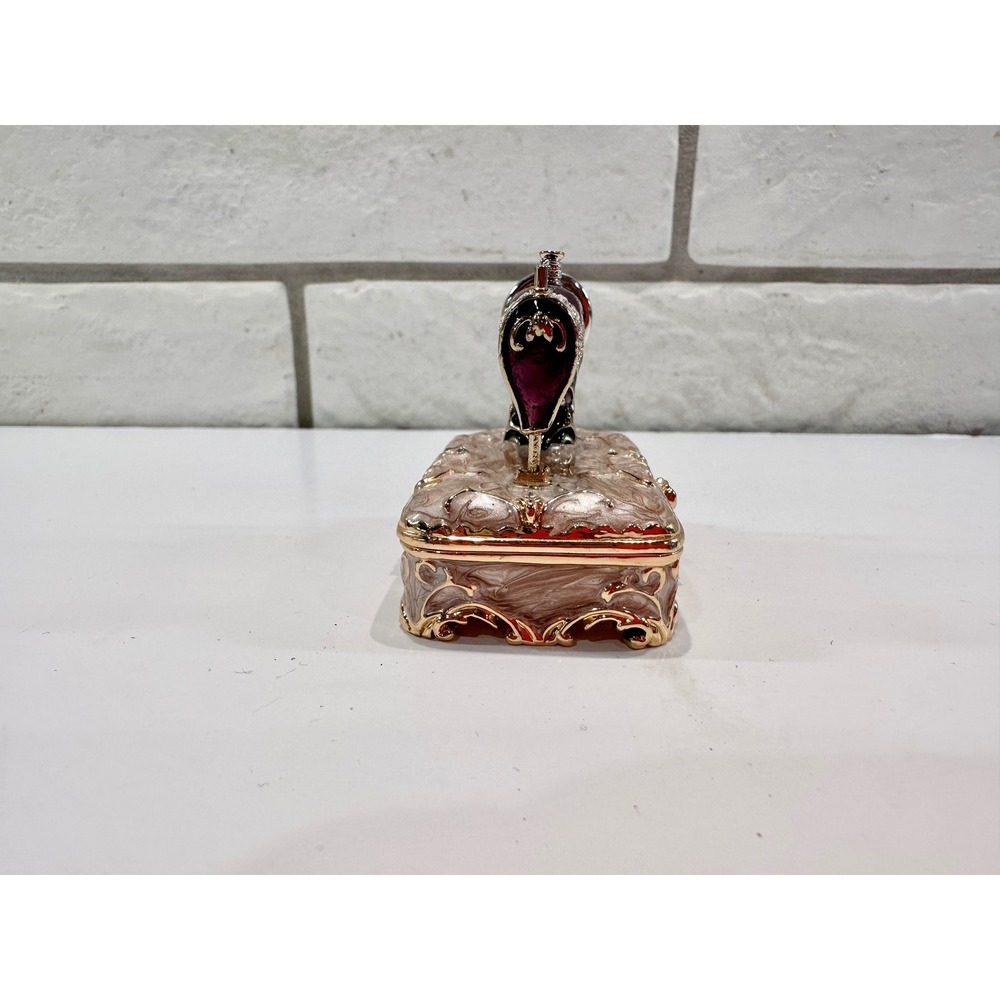 Enchanting Sewing Machine Trinket‎ Box Jeweled Hinged Keepsake Holder - Picture 2 of 8